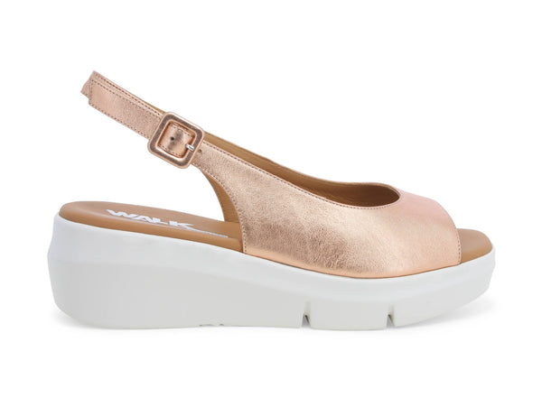 Melluso sandali donna in pelle rosa metallizzata con zeppa R80421-225170